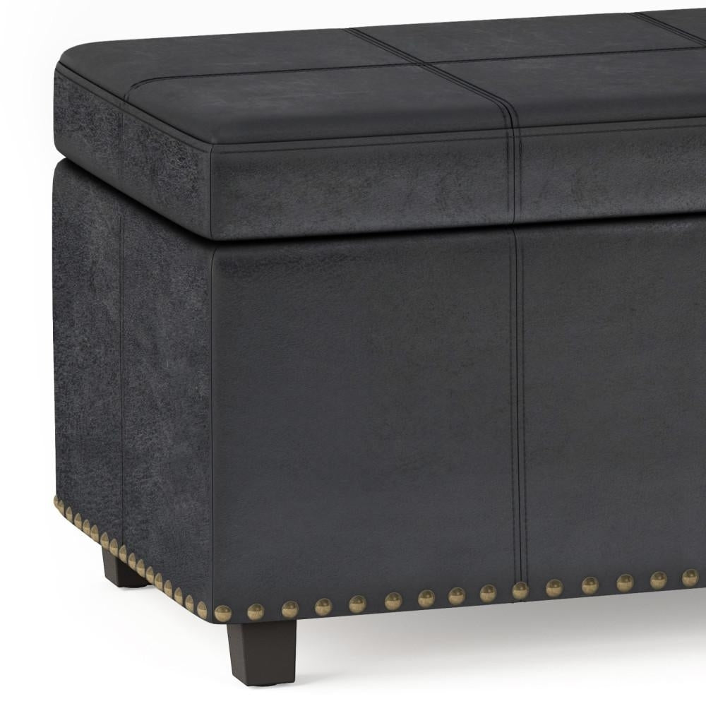 Kingsley Large Storage Ottoman Bench in Distressed Vegan Leather Image 6