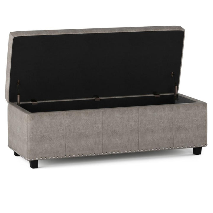 Kingsley Large Storage Ottoman Bench in Distressed Vegan Leather Image 11