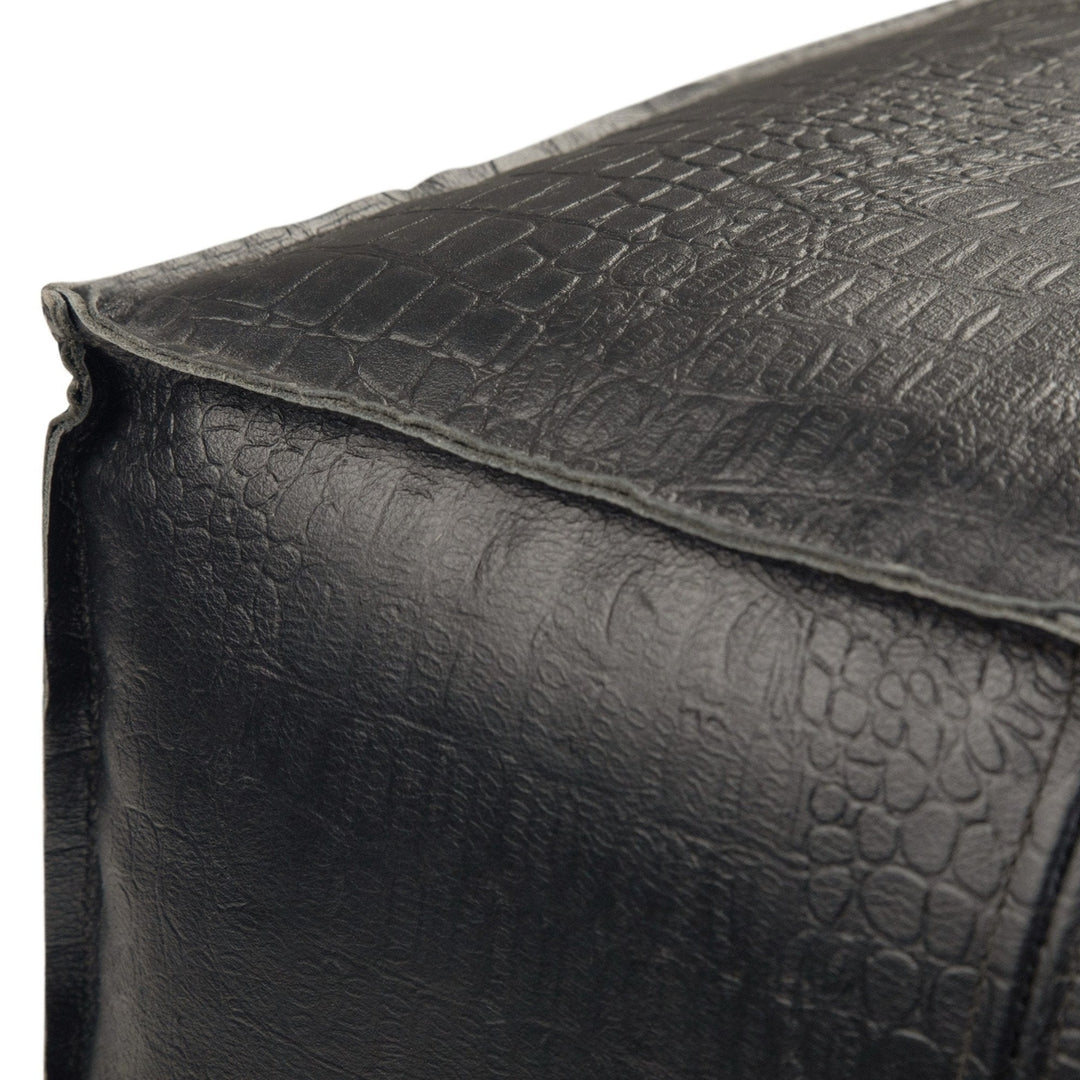 Bowen Pouf Black Leather Square Ottoman 18x18 Stylish Accent Furniture Image 5