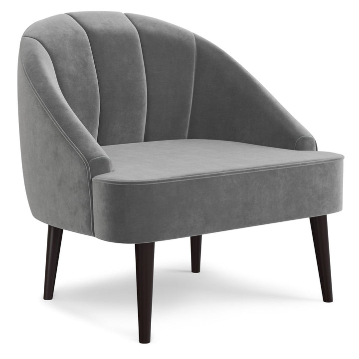 Harrah Accent Chair Velvet Upholstered Swooping Curved Back Comfortable Modern Image 1