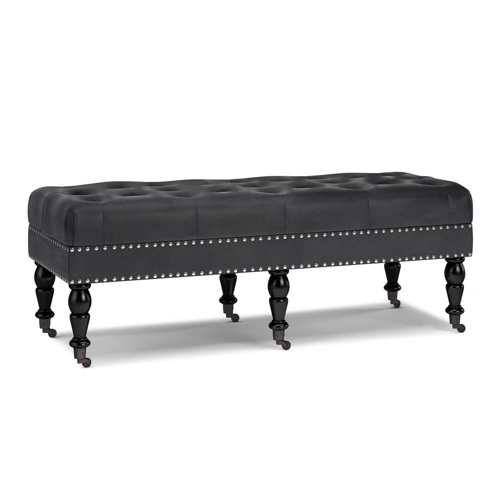 Henley Ottoman Bench in Distressed Vegan Leather Image 1
