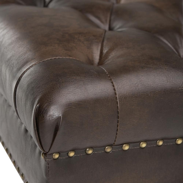 Henley Ottoman Bench in Distressed Vegan Leather Image 6