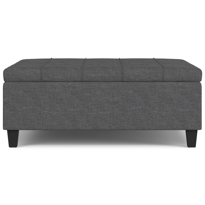 Harrison Large Square Coffee Table Storage Ottoman in Linen Image 6