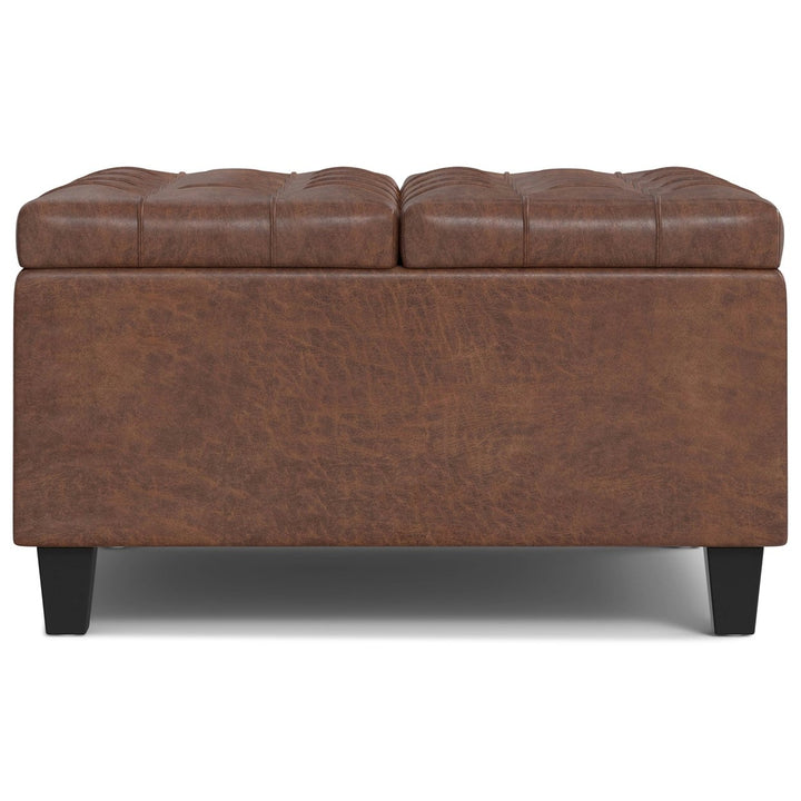 Harrison Small Square Coffee Table Storage Ottoman in Distressed Vegan Leather Image 4