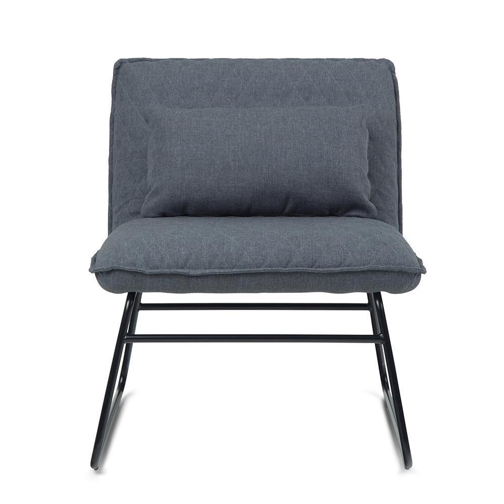 Burke Accent Chair Grey Fabric Upholstered Contemporary with Lumbar Pillow 28in Image 3