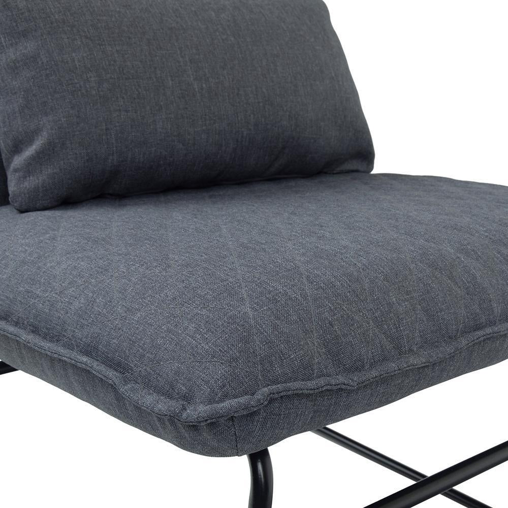 Burke Accent Chair Grey Fabric Upholstered Contemporary with Lumbar Pillow 28in Image 7