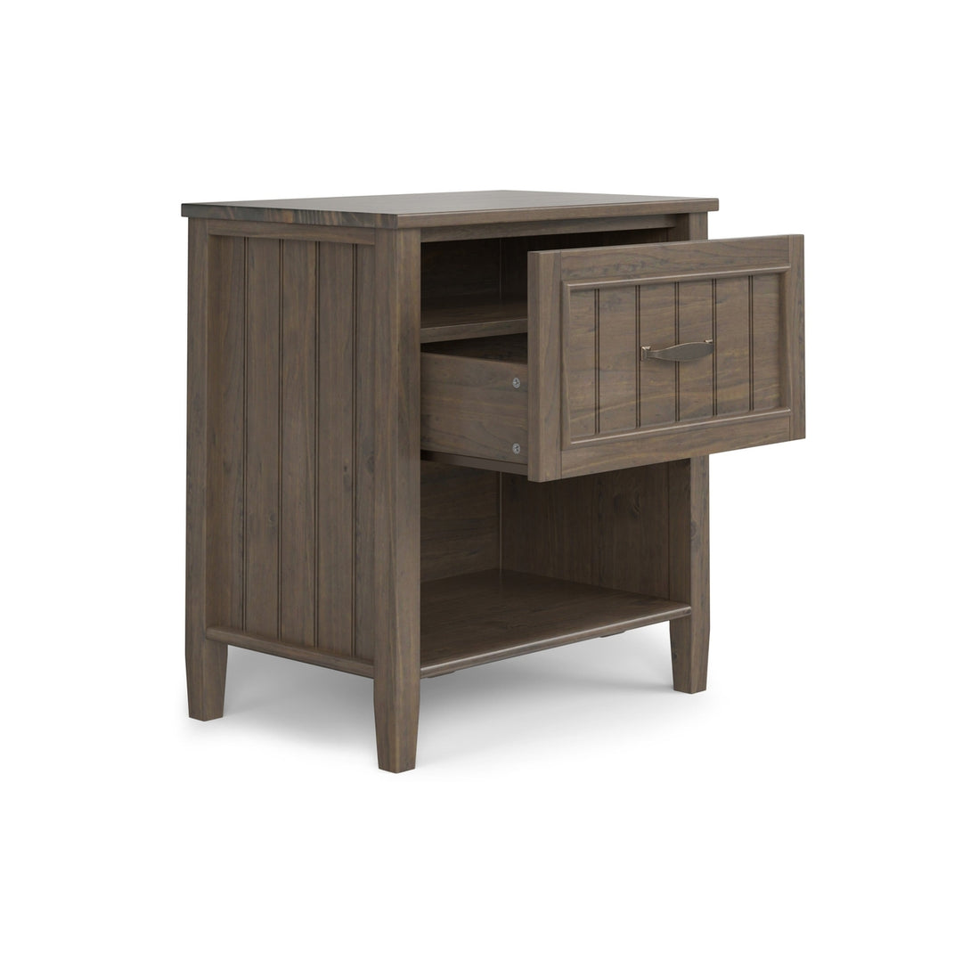 Lev Bedside Table Solid Wood Nightstand with Drawer and Open Shelf Modern Design Image 3