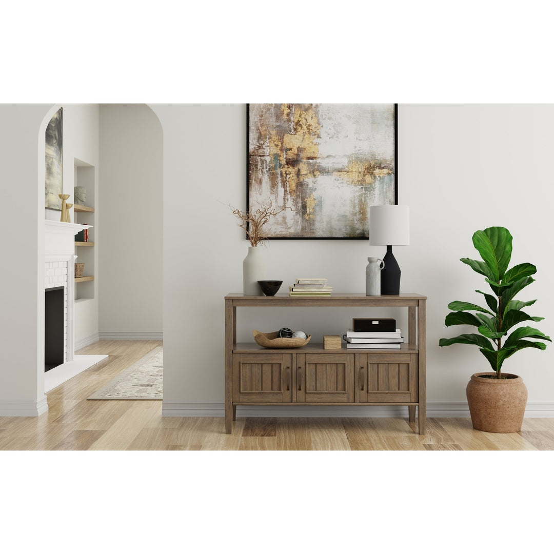 Lev Console Table with Open Shelves and Storage Doors for Living Room Entryway Image 2