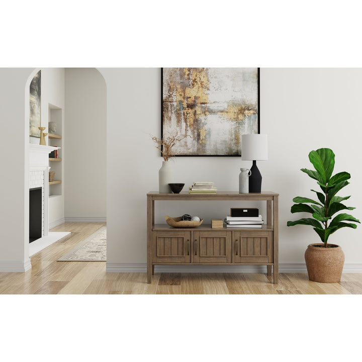 Lev Console Table with Open Shelves and Storage Doors for Living Room Entryway Image 2