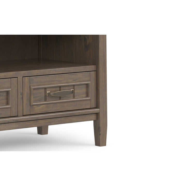 Lev Low TV Stand Solid Wood 20 Inch High Media Storage Accommodates 55 Inch TV Image 10