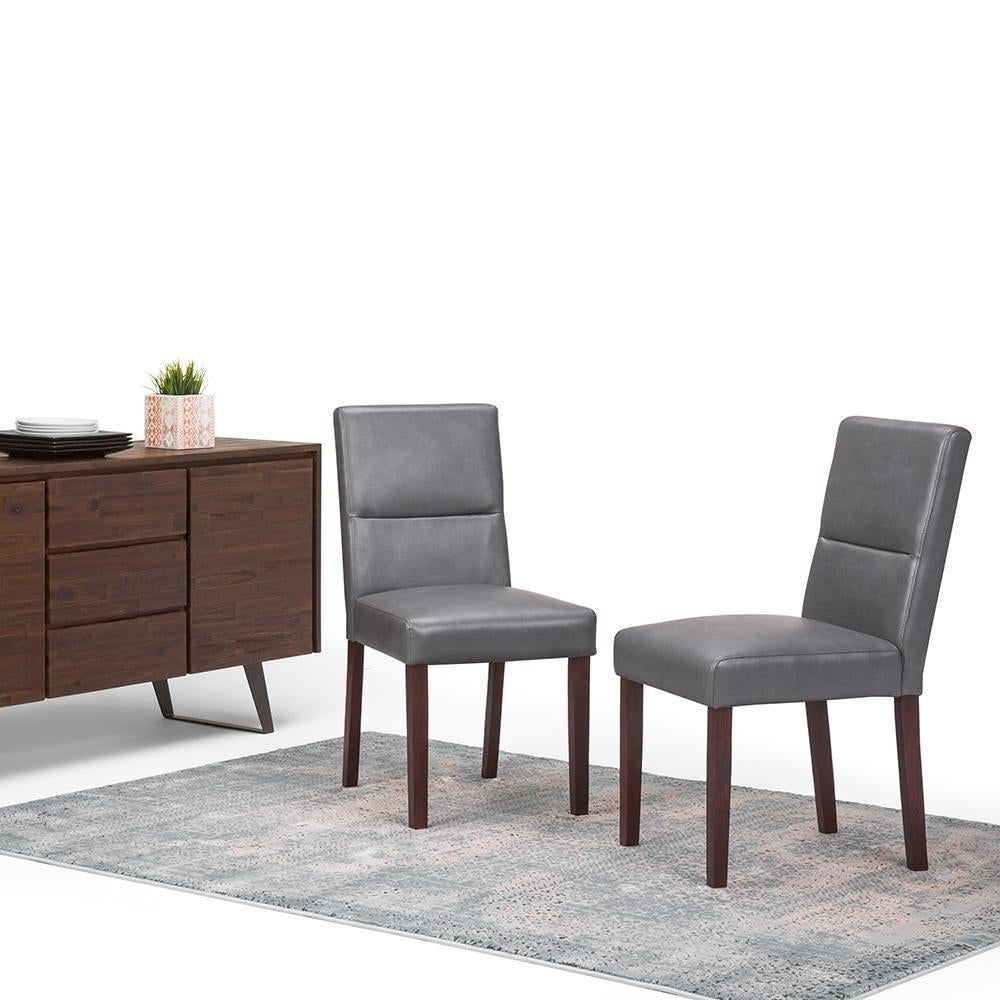 Ashford Dining Chair Set of 2 Modern Upholstered Brown Wood Legs 23D x 18W x 35H Image 2