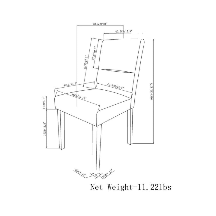 Ashford Dining Chair Set of 2 Modern Upholstered Brown Wood Legs 23D x 18W x 35H Image 10