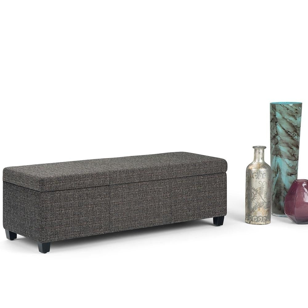 Avalon Storage Ottoman Bench Tweed 48in Large Rectangular with Interior Storage Image 2