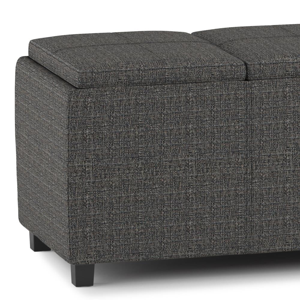 Avalon Extra Large Tweed Storage Ottoman with Serving Trays 42 Inch Rectangular Image 4