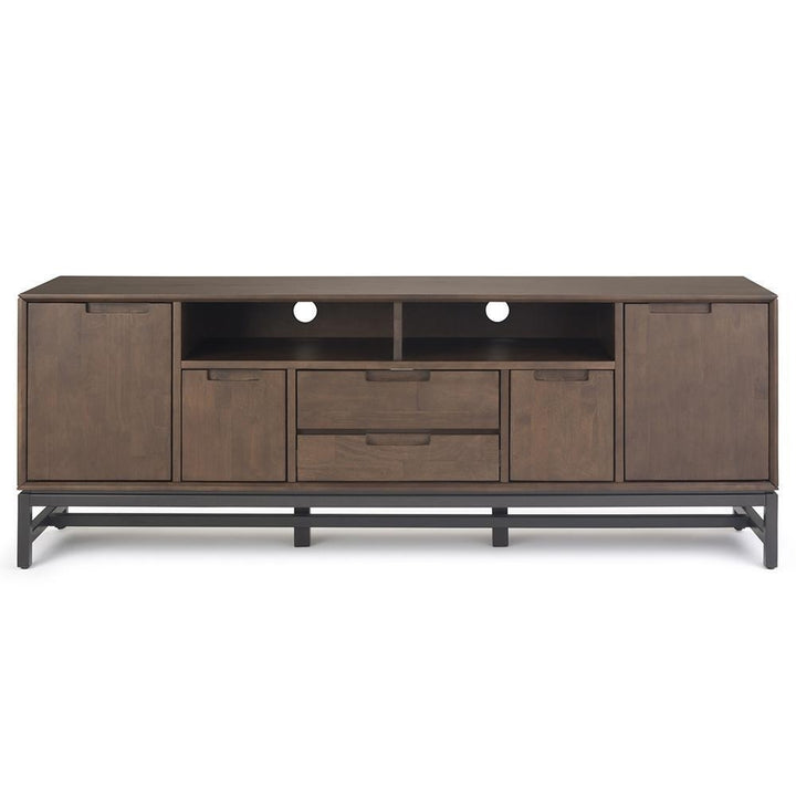 Banting 72 Inch TV Stand Solid Rubberwood Modern Industrial Black Metal Base Image 5