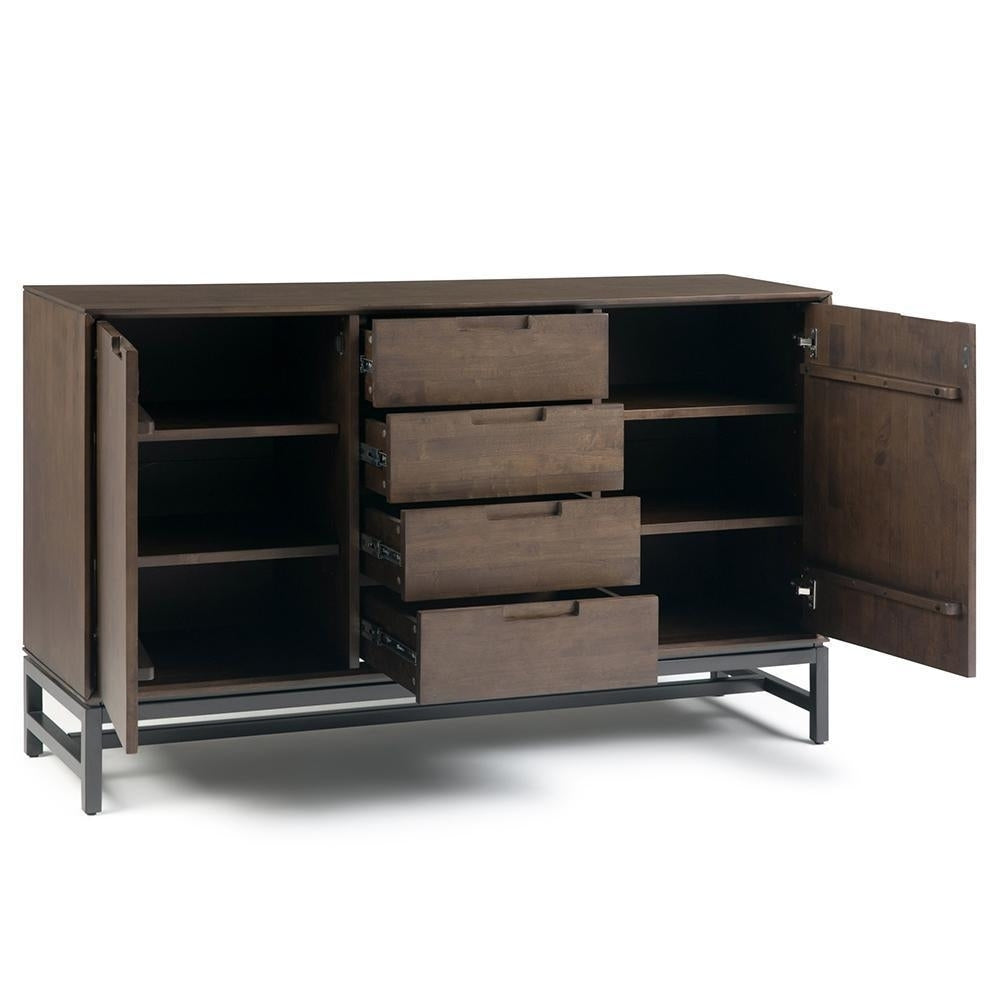 Banting Sideboard Buffet Solid Rubberwood 60 Inch Industrial Walnut Finish Image 5