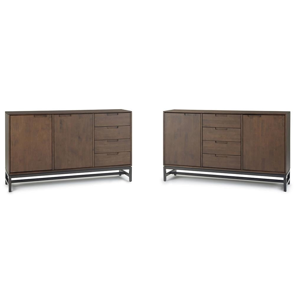 Banting Sideboard Buffet Solid Rubberwood 60 Inch Industrial Walnut Finish Image 4