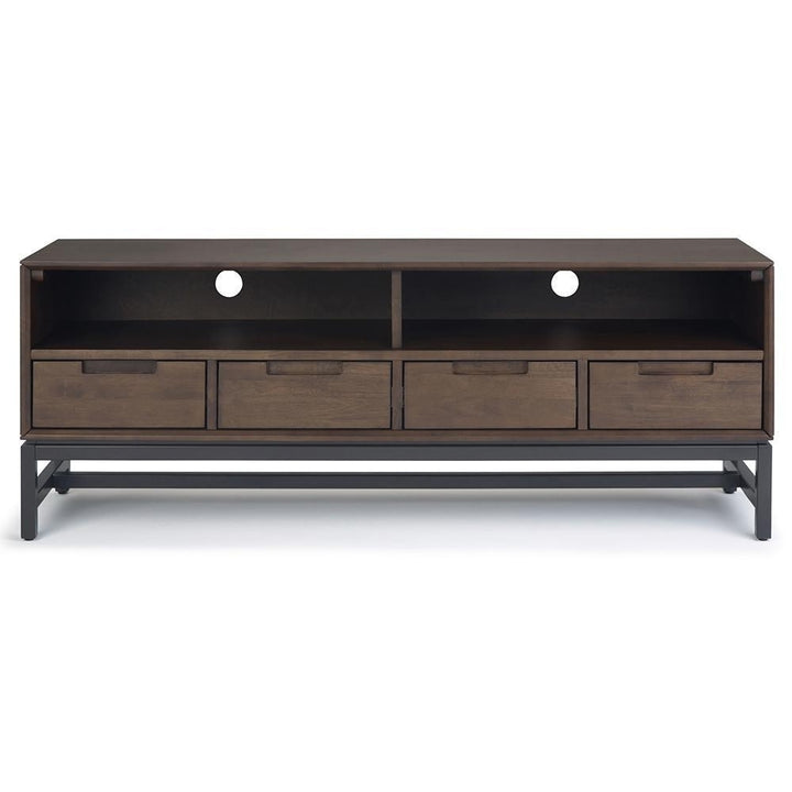 Banting Low TV Stand 72 inch Solid Rubberwood Modern Industrial Walnut Brown Image 5