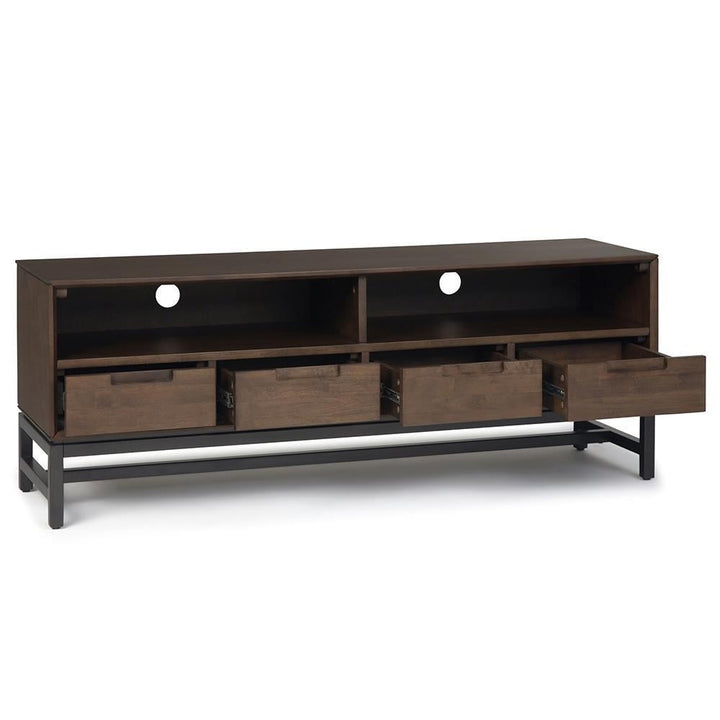 Banting Low TV Stand 72 inch Solid Rubberwood Modern Industrial Walnut Brown Image 6