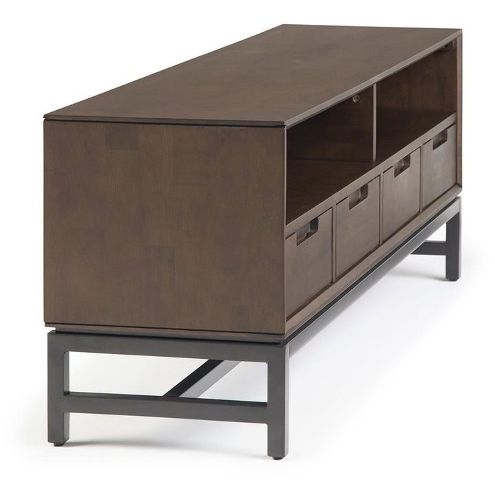 Banting Low TV Stand 72 inch Solid Rubberwood Modern Industrial Walnut Brown Image 8