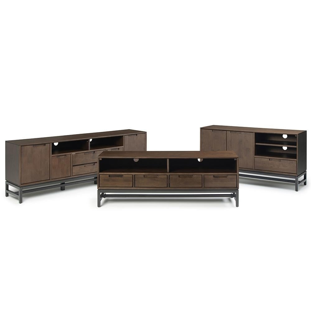 Banting Low TV Stand 72 inch Solid Rubberwood Modern Industrial Walnut Brown Image 12