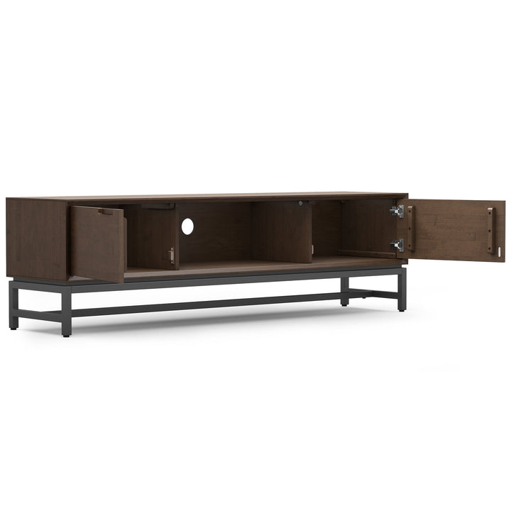 Banting 72 Inch Low TV Stand Solid Rubberwood Mid Century Modern Metal Base Image 3