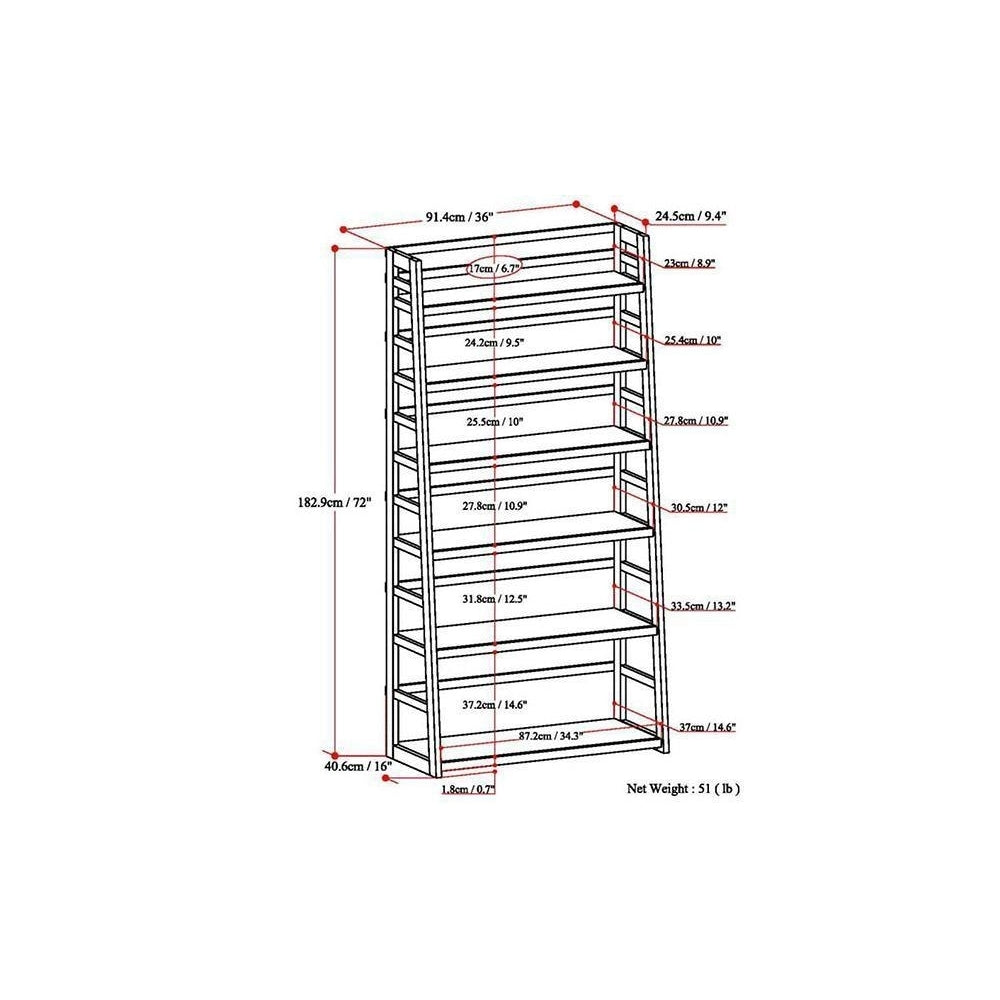 Acadian Wide Ladder Shelf Bookcase Image 6