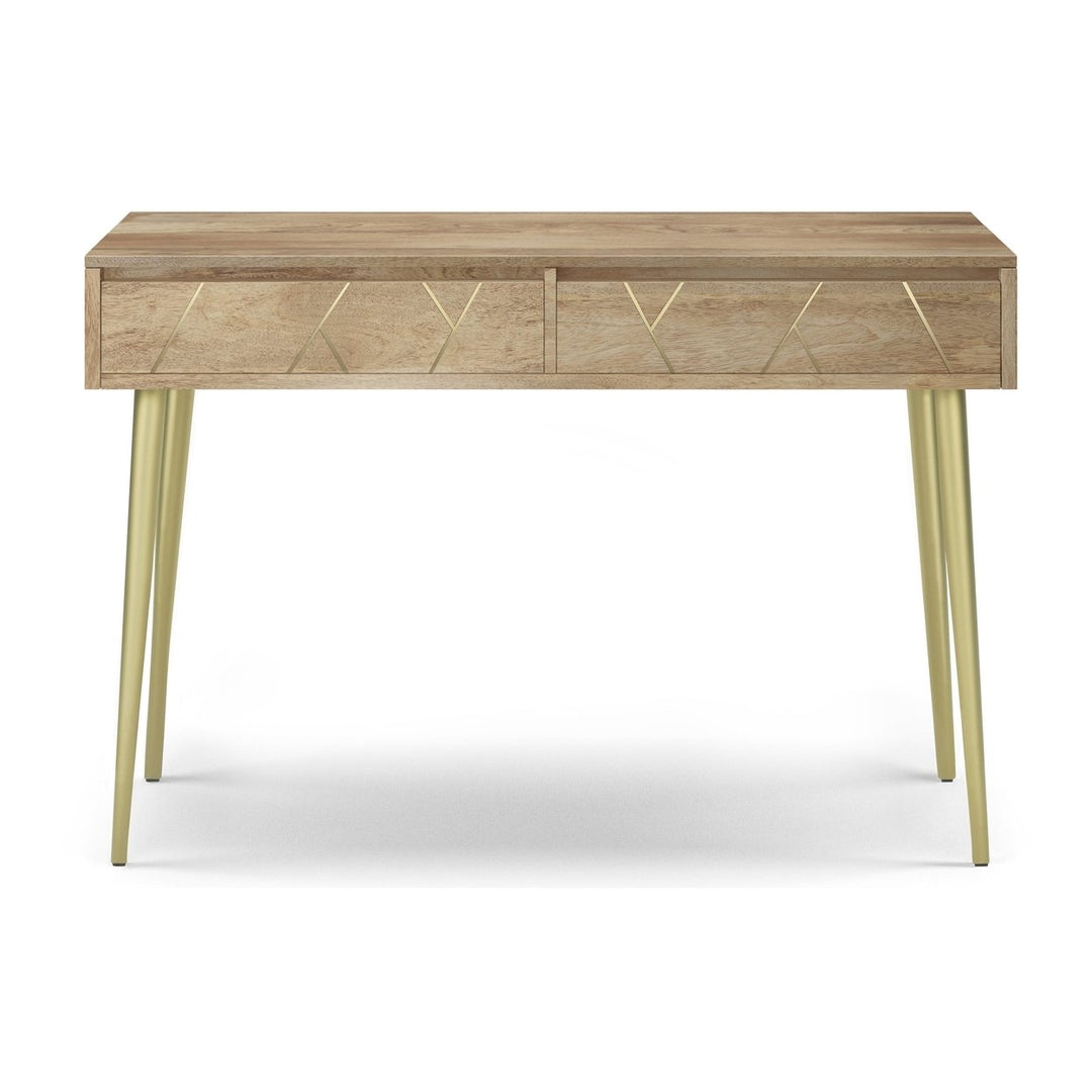 Jager Console Table Mango Wood Mid-Century Modern with Brass Inlay Design Image 3