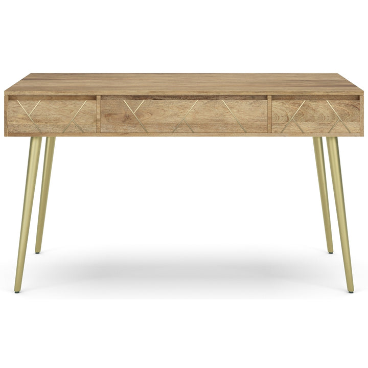 Jager Desk Mango Wood with Brass Inlay and Soft Close Drawers Home Office Furniture Image 5