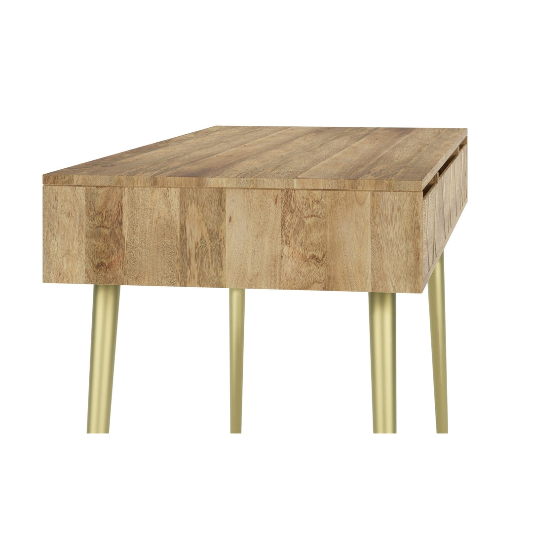 Jager Desk Mango Wood with Brass Inlay and Soft Close Drawers Home Office Furniture Image 6