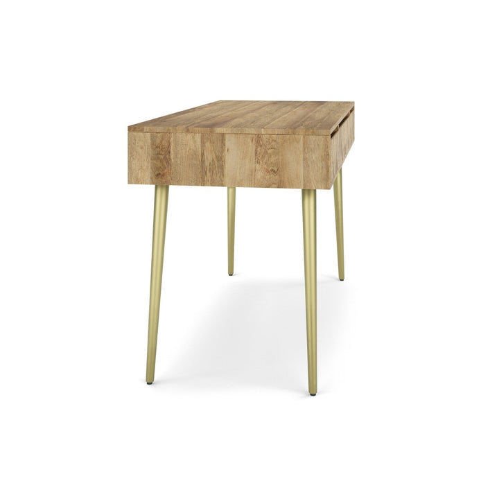 Jager Desk Mango Wood with Brass Inlay and Soft Close Drawers Home Office Furniture Image 12