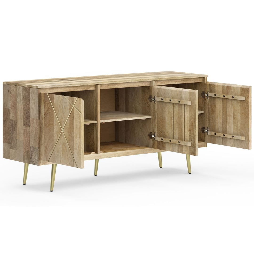 Jager Sideboard Buffet Mango Wood with Brass Inlay Modern Storage Cabinet Image 3