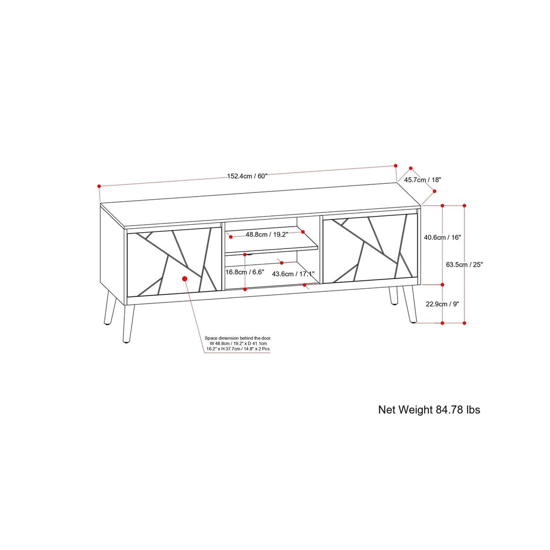 Jager TV Media Stand Mango Wood 65in Adjustable Shelf Modern Design Storage Image 10