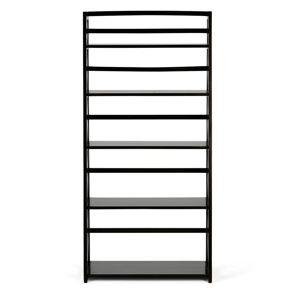 Kitchener Ladder Shelf Bookcase Solid Wood 5 Shelf Contemporary Black 63 Inch Image 3