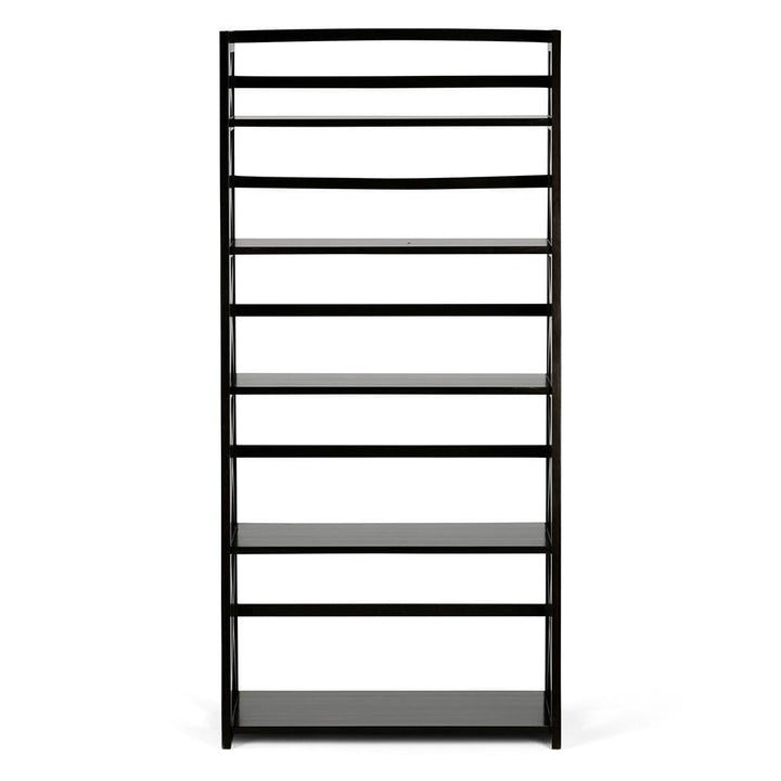 Kitchener Ladder Shelf Bookcase Solid Wood 5 Shelf Contemporary Black 63 Inch Image 3