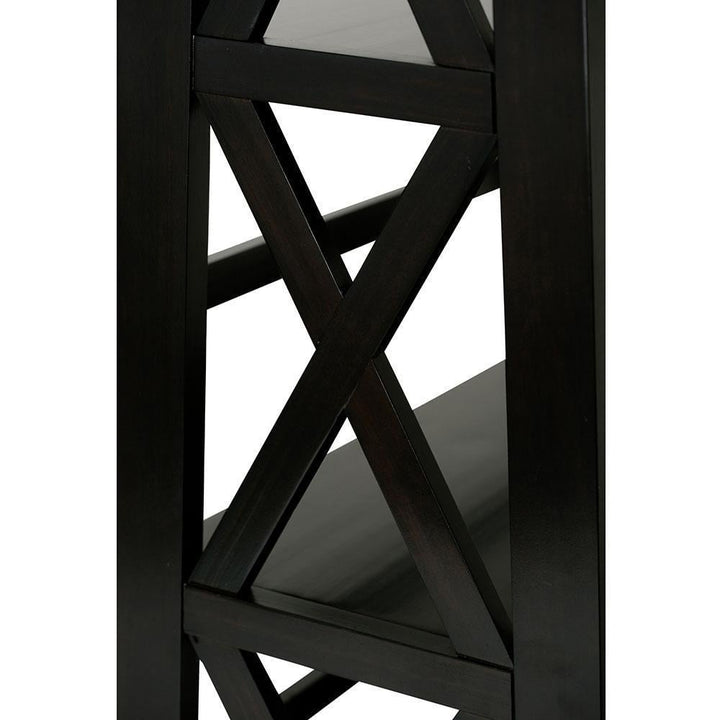 Kitchener Ladder Shelf Bookcase Solid Wood 5 Shelf Contemporary Black 63 Inch Image 5