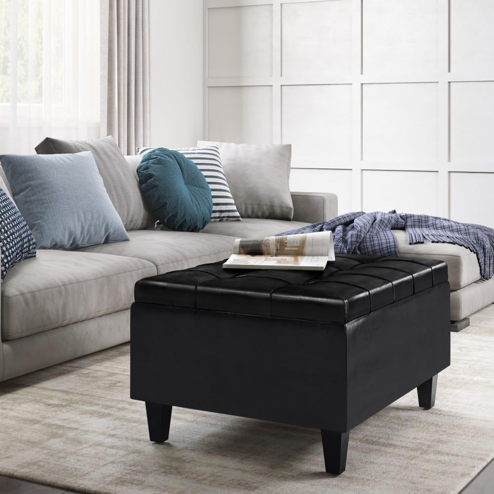 Harrison Small Coffee Table Ottoman in Vegan Leather Image 2