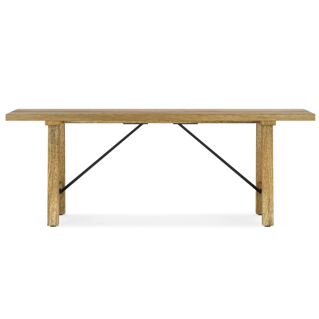 Harvey Bench Mango Wood Rustic Industrial Style Metal Support 48 Inch Image 8