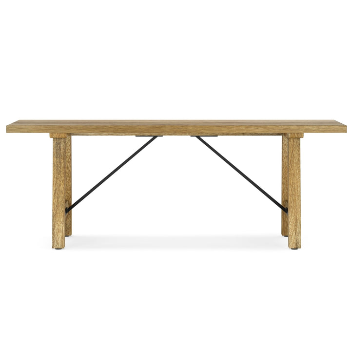 Harvey Bench Mango Wood Rustic Industrial Style Metal Support 48 Inch Image 8