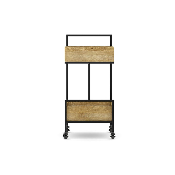 Hobbs 16 Inch Bar Cart Mango Wood with Powder-Coated Metal Modern Design Image 3