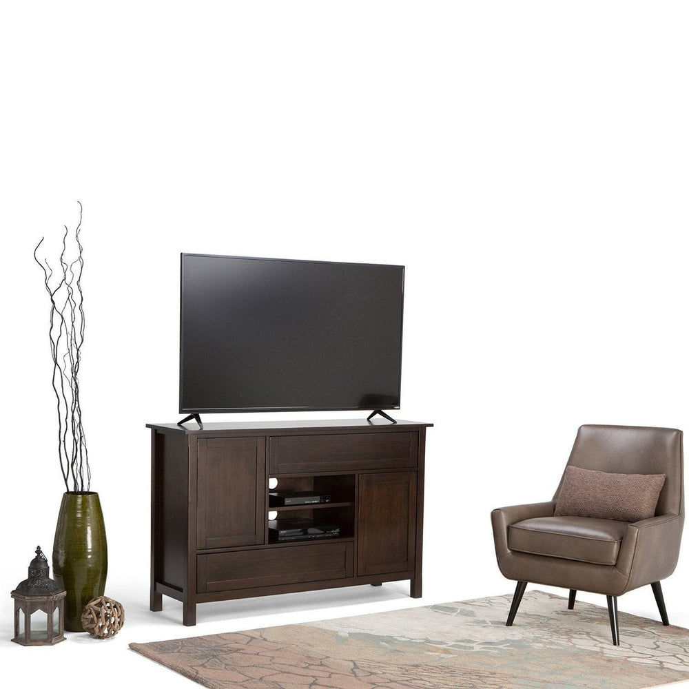 Simpli Home Sidney Tall TV Stand Dark Tobacco Brown for TVs Up to 60 Inches Image 2