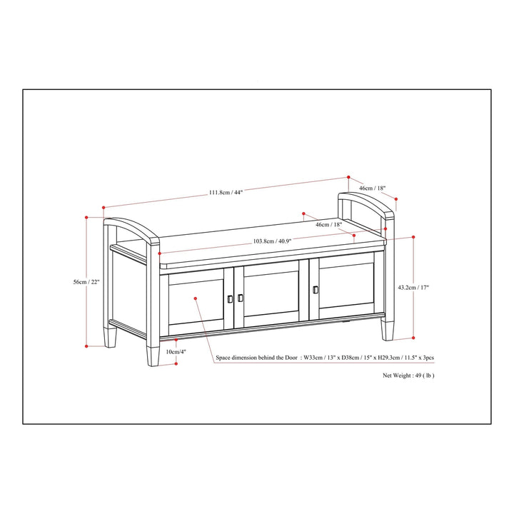 Warm Shaker Entryway Storage Bench Image 11