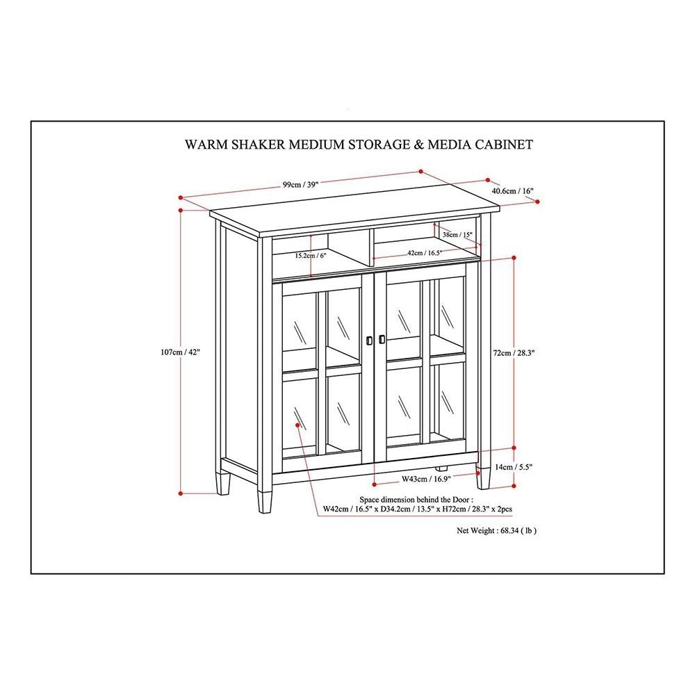 Warm Shaker Medium Storage Media Cabinet Image 6