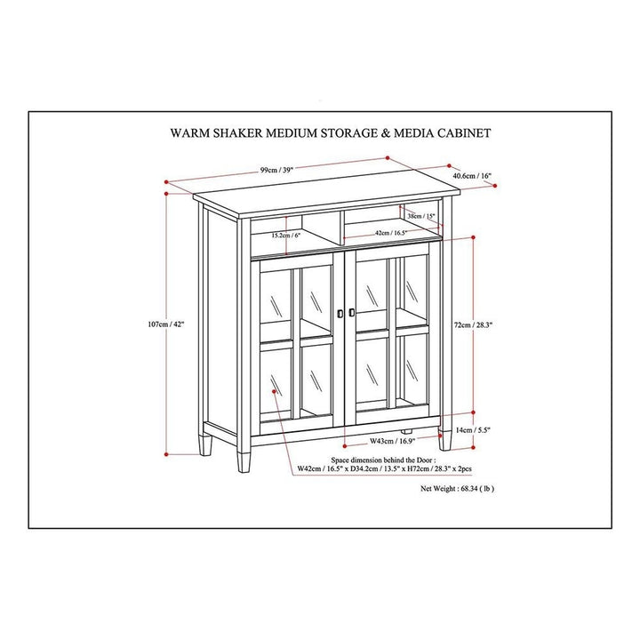 Warm Shaker Medium Storage Media Cabinet Image 6