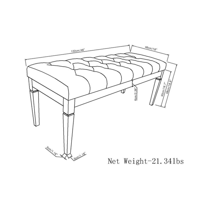 Waverly Ottoman Bench Linen Upholstered Tufted 48" French Country Style Image 7