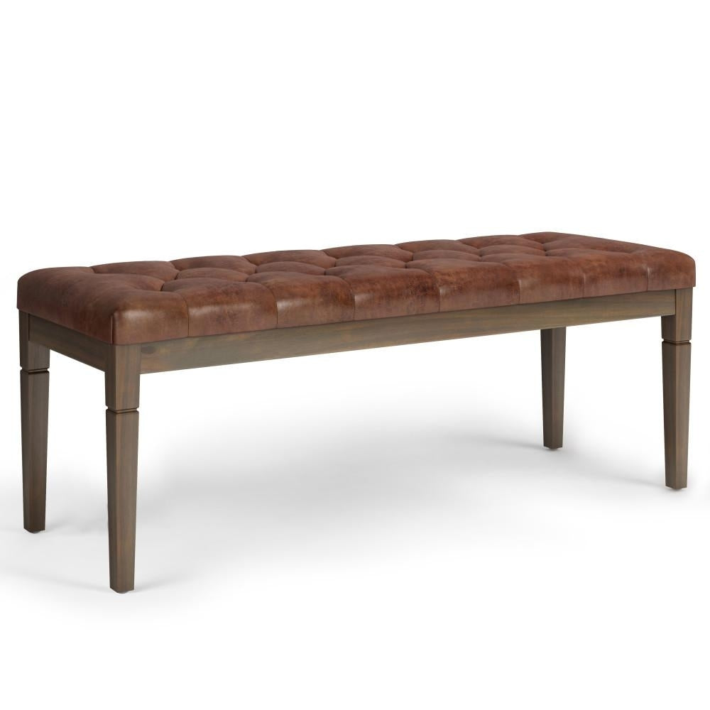 Waverly Ottoman Bench in Distressed Vegan Leather Image 2
