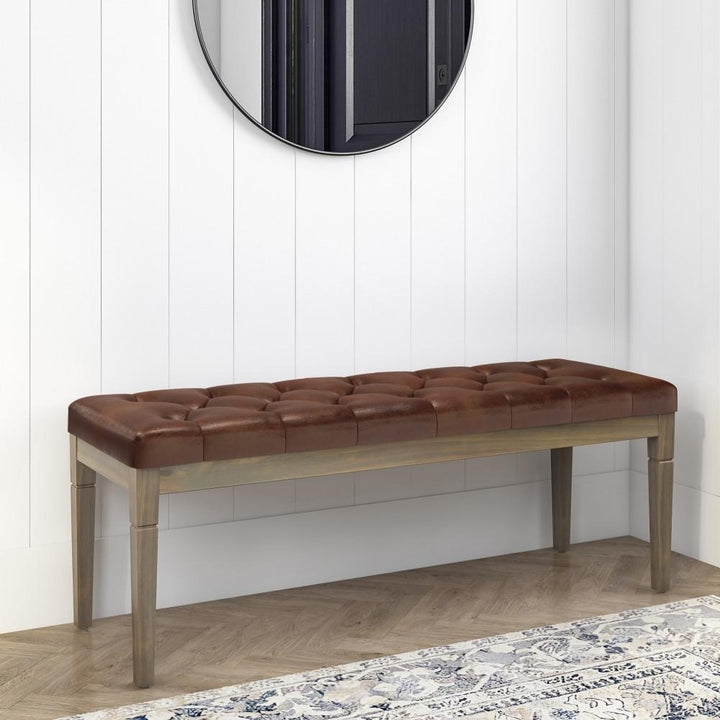 Waverly Ottoman Bench in Distressed Vegan Leather Image 10