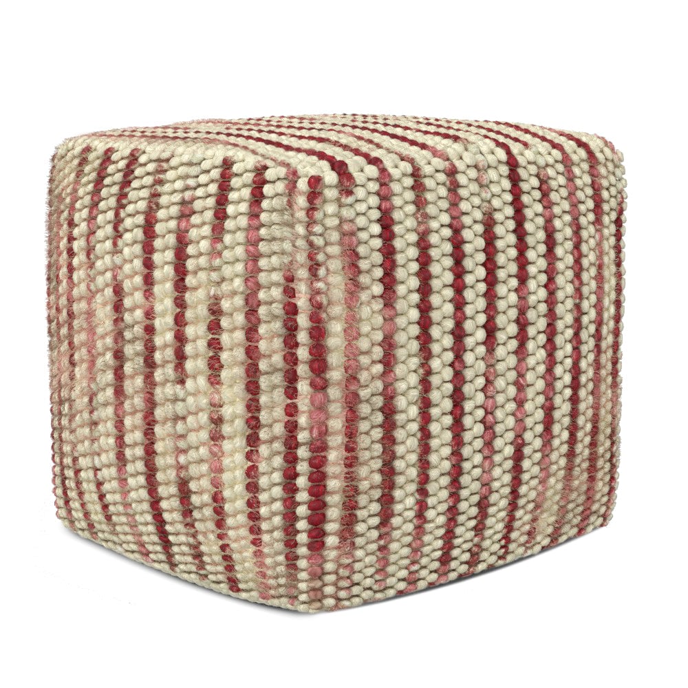 Zoey Cube Pouf Handmade Wool Cotton 18x18x14 Multi-Functional Foot Stool Image 1