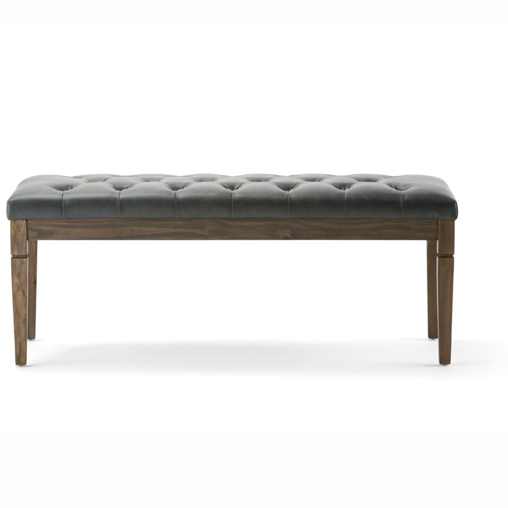 Waverly Ottoman Bench Vegan Leather 48" Tufted Entryway Living Room Furniture Image 3