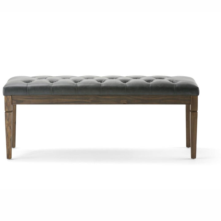 Waverly Ottoman Bench Vegan Leather 48" Tufted Entryway Living Room Furniture Image 3